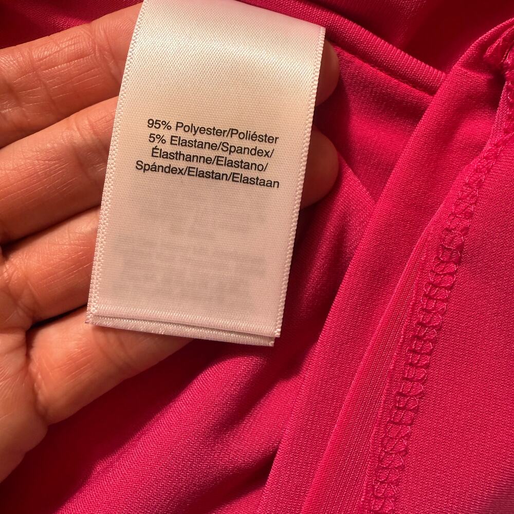 DONNA KARAN Barbie‑Pink Faux Wrap Dress With Matte Gold Buckle No Size Maybe XS - Picture 13 of 16